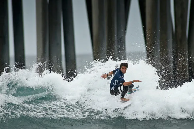 Reef Heazlewood of Australia competes at the 2019 VANS US Open of Surfing at Huntington State Beach on July 29, 2019 in Huntington Beach, California. (Photo by Katharine Lotze/Getty Images)