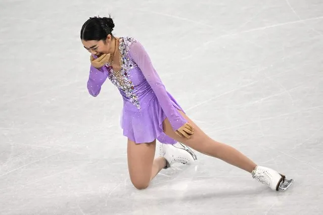 USA's Karen Chen competes in the women's single skating free skating of the figure skating team event during the Beijing 2022 Winter Olympic Games at the Capital Indoor Stadium in Beijing on February 7, 2022. (Photo by Anne-Christine Poujoulat/AFP Photo)