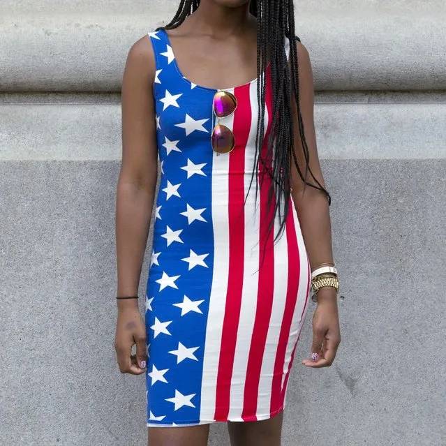 A girl wears a dress with the design of the U.S. flag in Manhattan, New York, July 3, 2015, ahead of the Fourth of July holiday. The U.S. celebrates its Independence Day on July 4. (Photo by Andrew Kelly/Reuters)