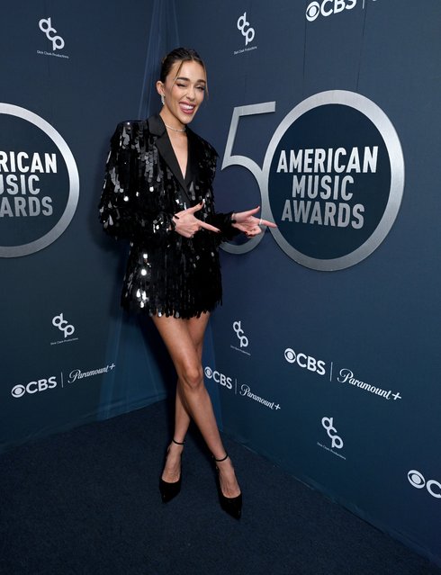 In this image released on October 6, 2024, Internet personality Sophia Culpo arrives at the American Music Awards 50th Anniversary Special at LA Center Studios in Los Angeles, California. (Photo by Gilbert Flores/Penske Media via Getty Images)