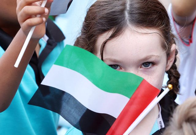 Flag Day celebrations at British International School Abu Dhabi on October 31, 2024. (Photo by Chris Whiteoak/The National)