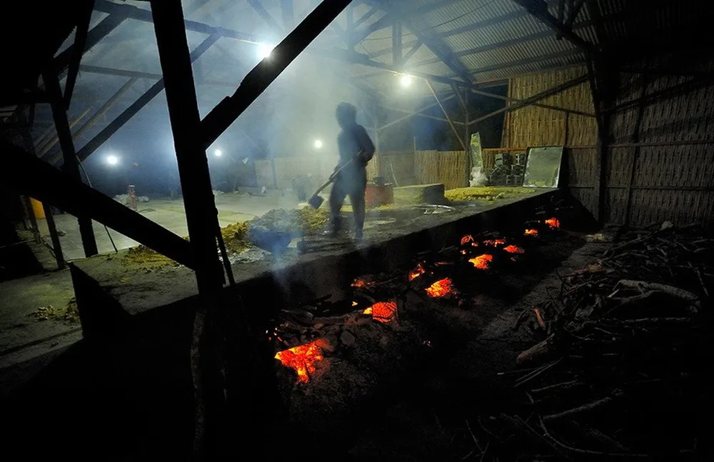 Sulfur mining in Kawah Ijen Lake