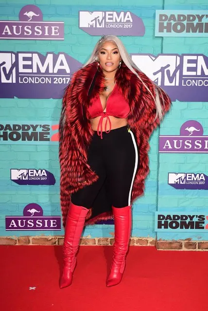 Stefflon Don arrives at the 2017 MTV Europe Music Awards at Wembley Arena in London, Britain, November 12, 2017. (Photo by PA Wire)