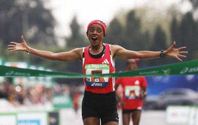 Bedatu Hirpa, 25, from Ethiopia, wins the Paris Marathon women’s race on Sunday, April 13, 2025. (Photo by Stephanie Lecocq/Reuters)