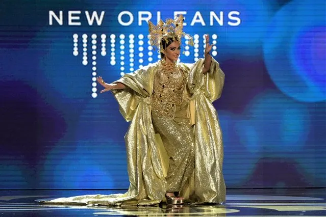 Miss Bahrain, Evlin Khalifa walks onstage during The 71st Miss Universe Competition National Costume Show at New Orleans Morial Convention Center on January 11, 2023 in New Orleans, Louisiana. (Photo by Josh Brasted/Getty Images)
