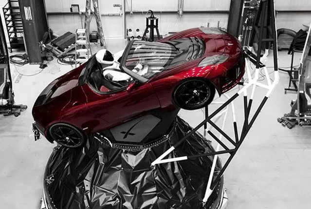 A mannequin “Starman” sits at the wheel of a Tesla Roadster in this photo posted on the Instagram account of Elon Musk, head of auto company Tesla and founder of the private space company SpaceX. The car will be on board when SpaceX launches its new rocket, the Falcon Heavy, from Kennedy Space Center at Cape Canaveral, Fla., scheduled for Tuesday, February 6, 2018. (Photo by Courtesy of Elon Musk/Instagram via AP Photo)