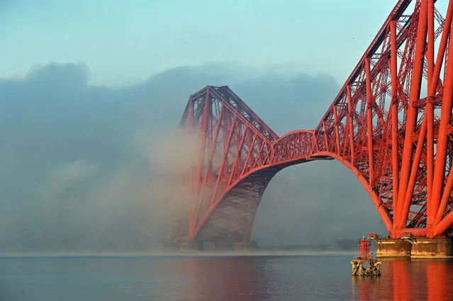 The Forth Bridge is engulfed by mist on one of the coldest days of the year, on December 12, 2022, in Edinburgh, Scotland. (Photo by Ken Jack/Getty Images)