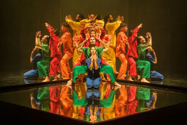 Mirrored panels leave the audience unable to differentiate between reality and illusion during Prism, the new show at Sadler’s Wells East in Stratford, London in October 2025, by the Montreal-based dance company Tentacle Tribe. (Photo by Jane Hobson)