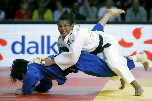 Sara Menezes of Brazil (R) competes against Haruna Asami of Japan in their women's under 48kg bronze medal fight at the Paris International Grand Slam judo tournament, France, February 6, 2016. (Photo by Charles Platiau/Reuters)