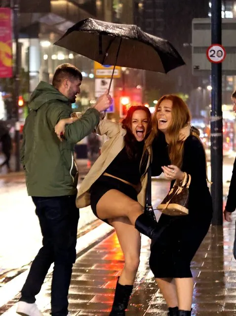 Despite the storm, revellers in Leeds, UK still partied on Friday, October 20, 2023. (Photo by Nb press ltd)