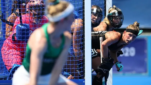 Hanna Granitzki of Germany looks on as they prepare to defend against a penalty corner during the Women's Preliminary Pool A match between Germany and Ireland on day five of the Tokyo 2020 Olympic Games at Oi Hockey Stadium on July 28, 2021 in Tokyo, Japan. (Photo by Bernadett Szabo/Reuters)