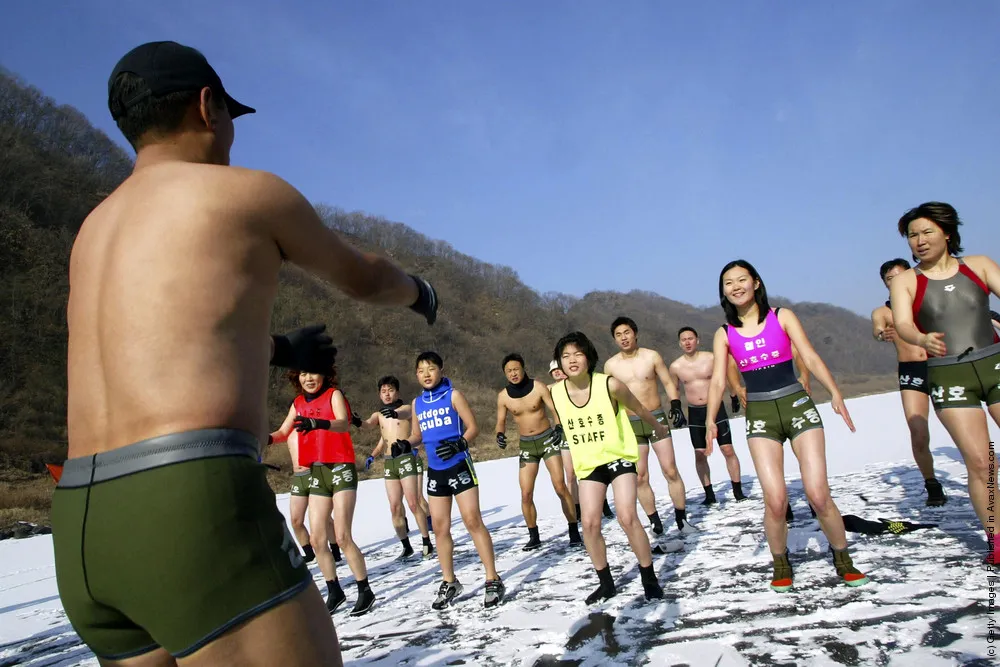 South Koreans Participate In Ice Diving Contest