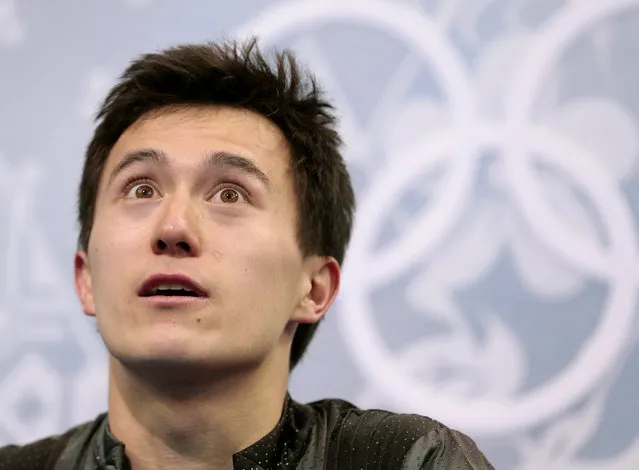 Patrick Chan of Canada waits for his results after the men's short program figure skating competition at the Iceberg Skating Palace during the 2014 Winter Olympics, Thursday, February 13, 2014, in Sochi, Russia. (Photo by Ivan Sekretarev/AP Photo)