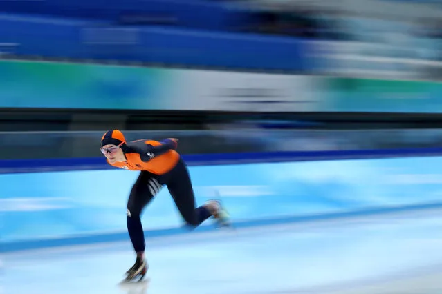 Irene Schouten of Team Netherlands skates during the Women's 3000m on day one of the Beijing 2022 Winter Olympic Games at National Speed Skating Oval on February 05, 2022 in Beijing, China. (Photo by Dean Mouhtaropoulos/Getty Images)