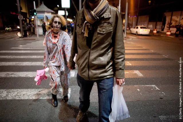Israelis participate in a Zombie Walk during the Jewish holiday of Purim
