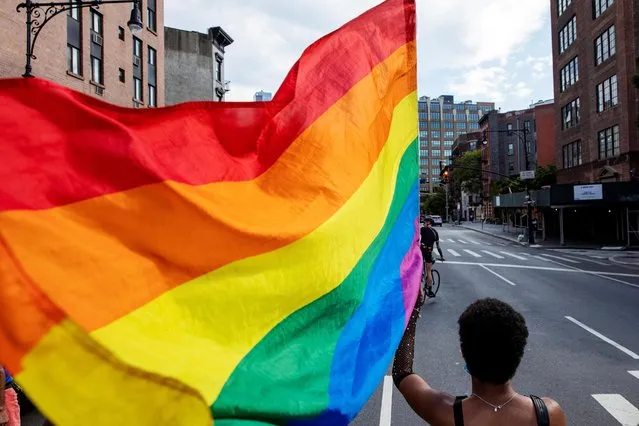 Demonstrators march in support of LGBTQ pride and black lives matter movements in New York City, New York, U.S., June 25, 2020. (Photo by Lucas Jackson/Reuters)