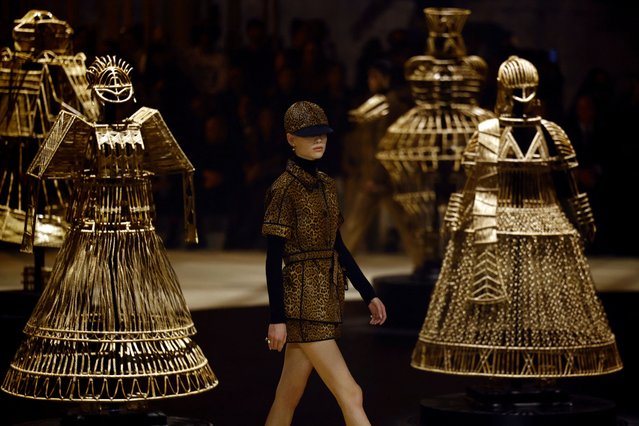 A model presents a creation by designer Maria Grazia Chiuri as part of her Fall-Winter 2024/2025 Women's ready-to-wear collection show for fashion house Dior during Paris Fashion Week in Paris, France, on February 27, 2024. (Photo by Sarah Meyssonnier/Reuters)
