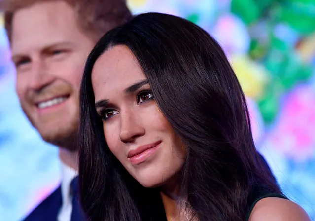 Waxwork models of Britain's Prince Harry and his fiancee Meghan Markle are seen on display at Madame Tussauds in London, Britain, May 9, 2018. (Photo by Toby Melville/Reuters)
