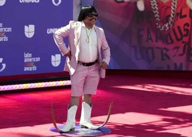 Chaparro Chuacheneger arrives at the Latin American Music Awards on Thursday, April 20, 2023, at the MGM Grand Garden Arena in Las Vegas. (Photo by John Locher/AP Photo)