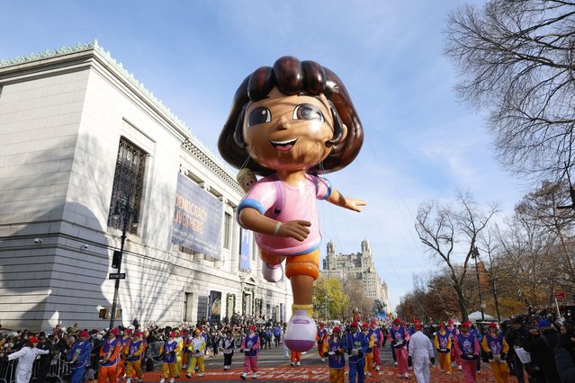 Dora The Explorer balloon during the 2025 Macy's Thanksgiving Day Parade on November 27, 2025 in New York City. (Photo by Kevin Mazur/Getty Images)