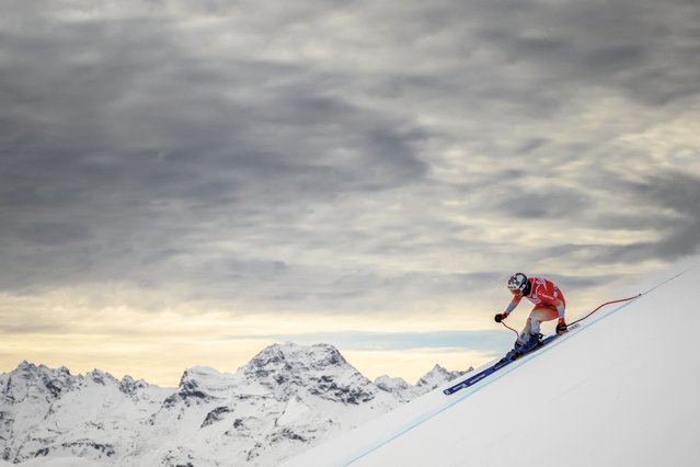 Switzerland's Michelle Gisin competes during a Women's downhill training as part of the FIS Alpine ski World Cup 2025-2026, in St Moritz on December 11, 2025. (Photo by Fabrice Coffrini/AFP via Getty Images)