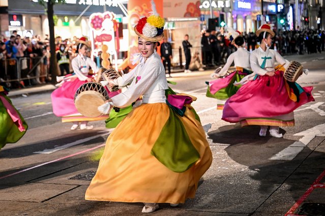 Participants take part in a parade during the first day of Lunar New Year of the Snake, in Hong Kong on January 29, 2025. (Photo by Peter Parks/AFP Photo)