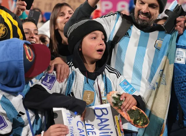 Argentina fan celebrates with the boot from Argentina's Estefania Banini after the FIFA Women's World Cup Australia & New Zealand 2023 group G pool match between Argentina & Sweden at Waikato Stadium in Hamilton, New Zealand on Wednesday, August 2, 2023. (Photo by Martin Hunter/lintottphoto/Rex Features/Shutterstock)