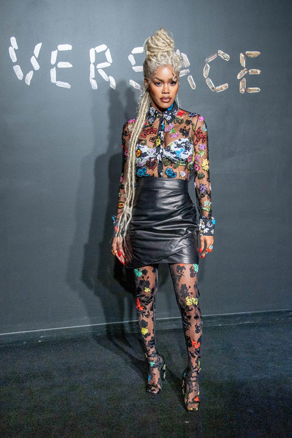 Teyana Taylor attends the the Versace fall 2019 fashion show at the American Stock Exchange Building in lower Manhattan on December 02, 2018 in New York City. (Photo by Roy Rochlin/Getty Images)