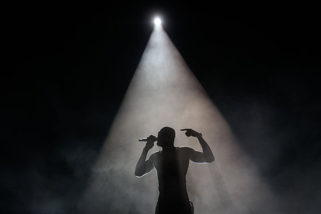 British rapper Stormzy performs on stage on the final day of Super Bock Super Rock 2024 festival, Setubal, Portugal, 20 July 2024. (Photo by Antonio Pedro Santos/EPA/EFE)