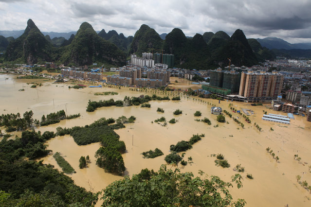 A general view shows a flooded area in Liuzhou, Guangxi province, China on July 3, 2017. (Photo by Reuters/Stringer)
