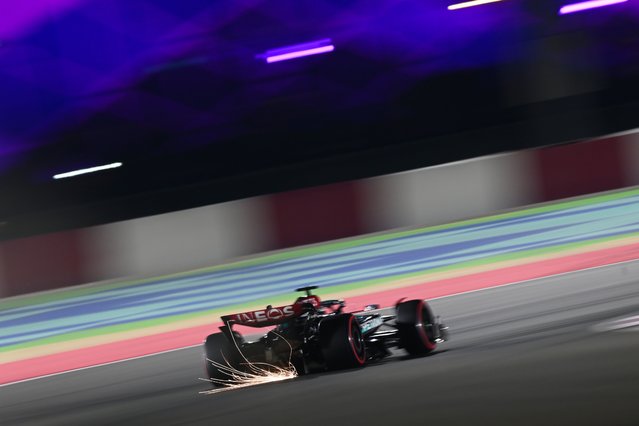 George Russell of Great Britain driving the (63) Mercedes AMG Petronas F1 Team W15 on track during qualifying ahead of the F1 Grand Prix of Qatar at Lusail International Circuit on November 30, 2024 in Lusail City, Qatar. (Photo by Clive Mason/Getty Images)