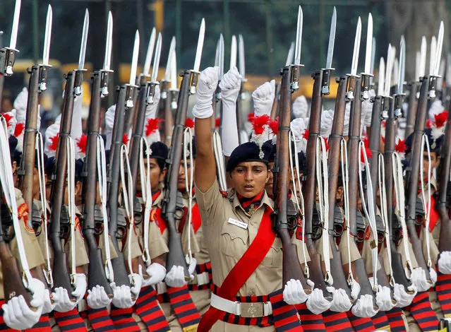 Policewomen march during the full-dress rehearsal ahead of India's Independence Day celebrations in Chandigarh, India, August 13, 2016. (Photo by Ajay Verma/Reuters)