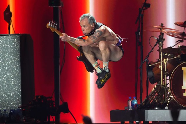 Flea of Red Hot Chili Peppers performs during the FireAid benefit concert on Thursday, January 30, 2025, at The Forum in Inglewood, Calif. (Photo by Chris Pizzello/AP Photo)