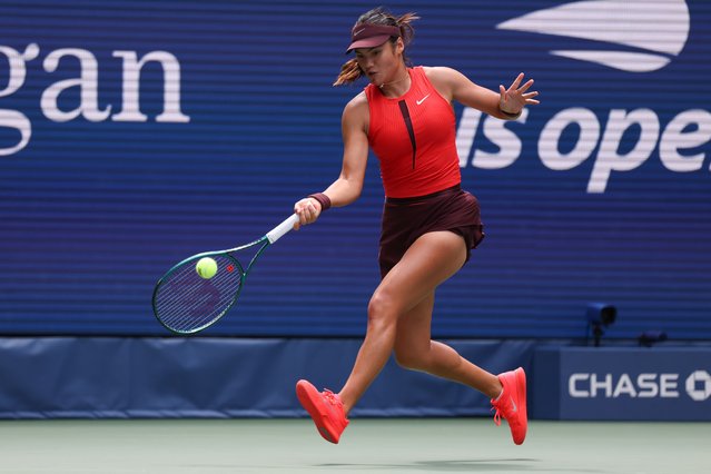 Emma Raducanu of Great Britain in action against Ena Shibahara of Japan during the first round of the US Open Tennis Championships at the USTA Billie Jean King National Tennis Center in Flushing Meadows, New York, USA, 24 August 2025. (Photo by Brian Hirschfeld/EPA)
