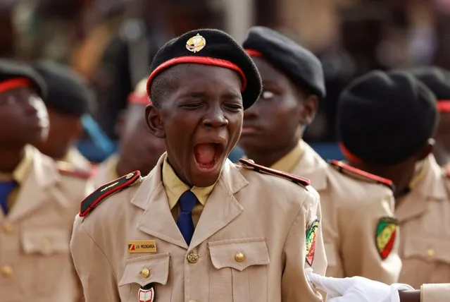 Military school's student reacts as he stands ahead of a military parade marking Senegal's Independence Day in Dakar, Senegal on April 4, 2023. (Photo by Zohra Bensemra/Reuters)