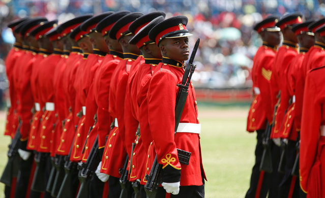 Members of the Kenya Defence Forces (KDF) march in a parade during the national celebration to mark Kenya's Jamhuri Day (Independence Day) at the Nyayo Stadium in Nairobi December 12, 2016. (Photo by Thomas Mukoya/Reuters)