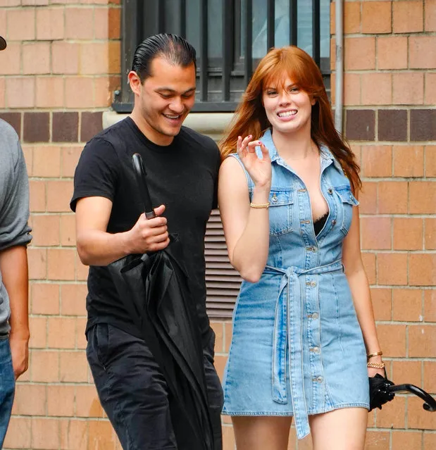 Emilio Vitolo Jr. has a lunch date with a mystery redhead in New York City on June 13, 2021. The duo were all smiles are were seen embracing at one point. The sighting comes the same day Alex Rodriguez was pictured leaving a building that Vitolo's ex, Katie Holmes has an apartment in. (Photo by The Image Direct)