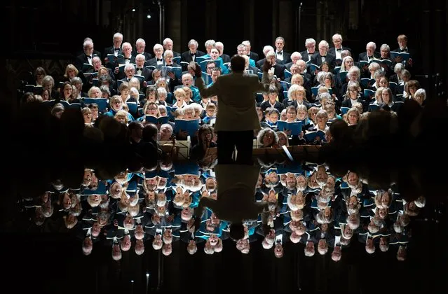 Salisbury Musical Society perform Bach Mass in B Minor with Salisbury Cathedral Choir and Florilegium, conducted by David Halls to a packed Salisbury Cathedral, on November 25, 2023 in Salisbury, England. (Photo by Finnbarr Webster/Getty Images)