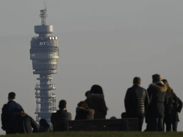 The company logo for BT is seen on the BT Tower in London, Britain, January 24, 2017. (Photo by Toby Melville/Reuters)