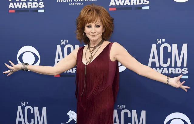 Reba McEntire arrives at the 54th annual Academy of Country Music Awards at the MGM Grand Garden Arena on Sunday, April 7, 2019, in Las Vegas. (Photo by Jordan Strauss/Invision/AP Photo)