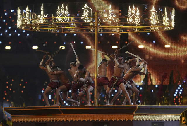 Dancers perform during the opening ceremony of the 32th South East Asian Games at the Morodok Techo National Stadium in Phnom Penh, Cambodia on Friday, May. 5, 2023. (Photo by Tatan Syuflana/AP Photo)