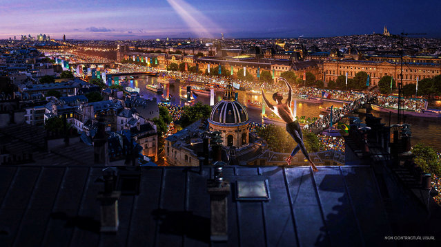 A visualisation of an artist's performance during the Opening Ceremony of the Paris 2024 Games is seen in this handout provided by Paris 2024 on July 24, 2023. (Photo by Paris 2024/Florian Hulleu via Reuters)