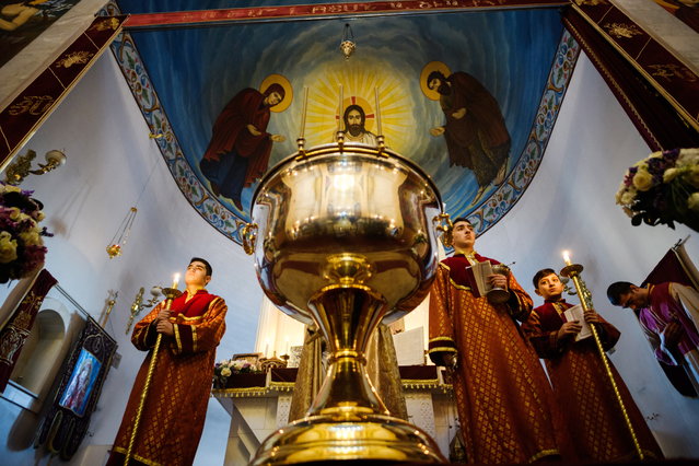 A Christmas and Epiphany service at the Saint Karapet Armenian Church, Yekaterinburg, Russia, January 6, 2018. (Photo by Donat Sorokin/TASS via Getty Images)