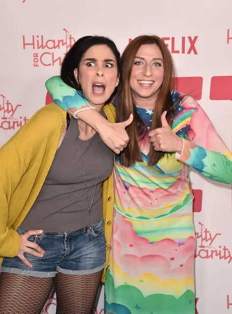 Sarah Silverman and Chelsea Peretti attend the 6th Annual Hilarity For Charity at The Hollywood Palladium on March 24, 2018 in Los Angeles, California. (Photo by Alberto E. Rodriguez/Getty Images)