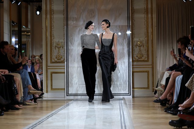 Models present creations by designer Giorgio Armani as part of his Haute Couture Fall/Winter 2025-2026 collection show for fashion house Giorgio Armani Prive, in Paris, France, on July 8, 2025. (Photo by Manon Cruz/Reuters)