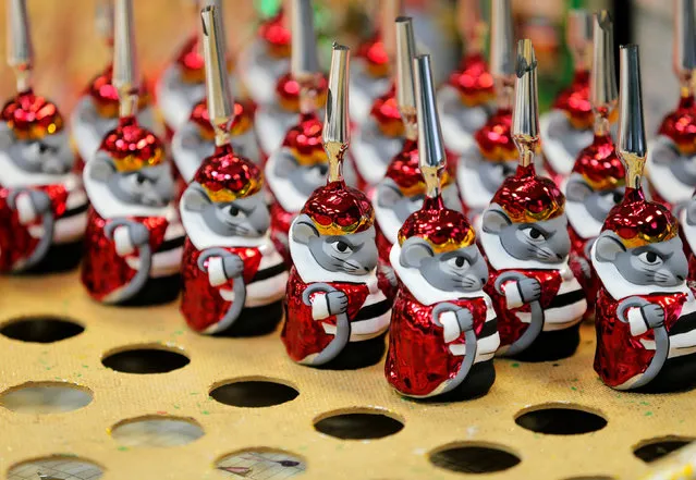 Painted glass Christmas and New Year decorations depicting the Mouse King, a character in Hoffmann's “The Nutcracker and the Mouse King” story, are pictured at the “Yolochka” (Christmas tree) factory, which has been producing glass decorations and toys for the festive season since 1848, in the town of Klin outside Moscow, Russia, November 24, 2016. (Photo by Maxim Zmeyev/Reuters)