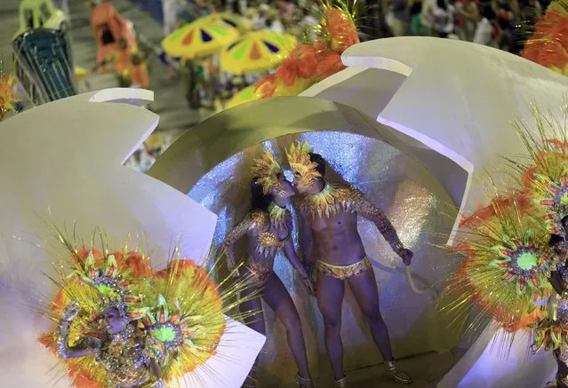 Revelers from the Portela samba school participate in the annual carnival parade in Rio de Janeiro's Sambadrome, February 16, 2015. (Photo by Ricardo Moraes/Reuters)