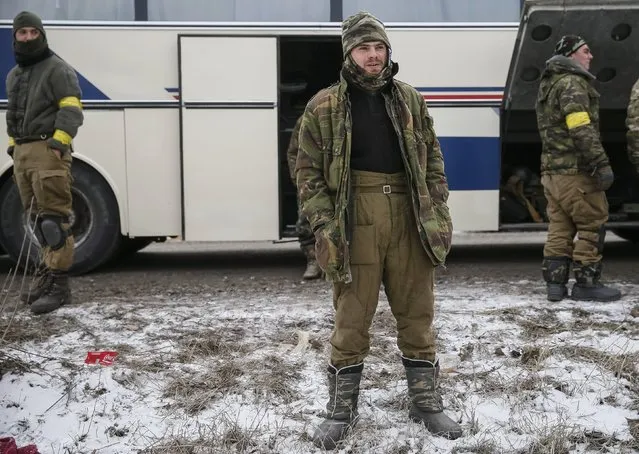 Ukrainian servicemen who fought in Debaltseve are seen near Artemivsk February 19, 2015. (Photo by Gleb Garanich/Reuters)