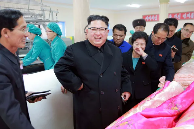 North Korean leader Kim Jong Un visits a quilt production factory in this undated photo released by North Korea's Korean Central News Agency (KCNA) January 9, 2017. (Photo by Reuters/KCNA)