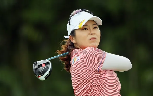 Mi Jung Hur of Korea in action during the first round of  the HSBC Women's Champions on the Tanjong Course at Sentosa Golf Club on March 2, 2017 in Singapore. (Photo by Andrew Redington/Getty Images)